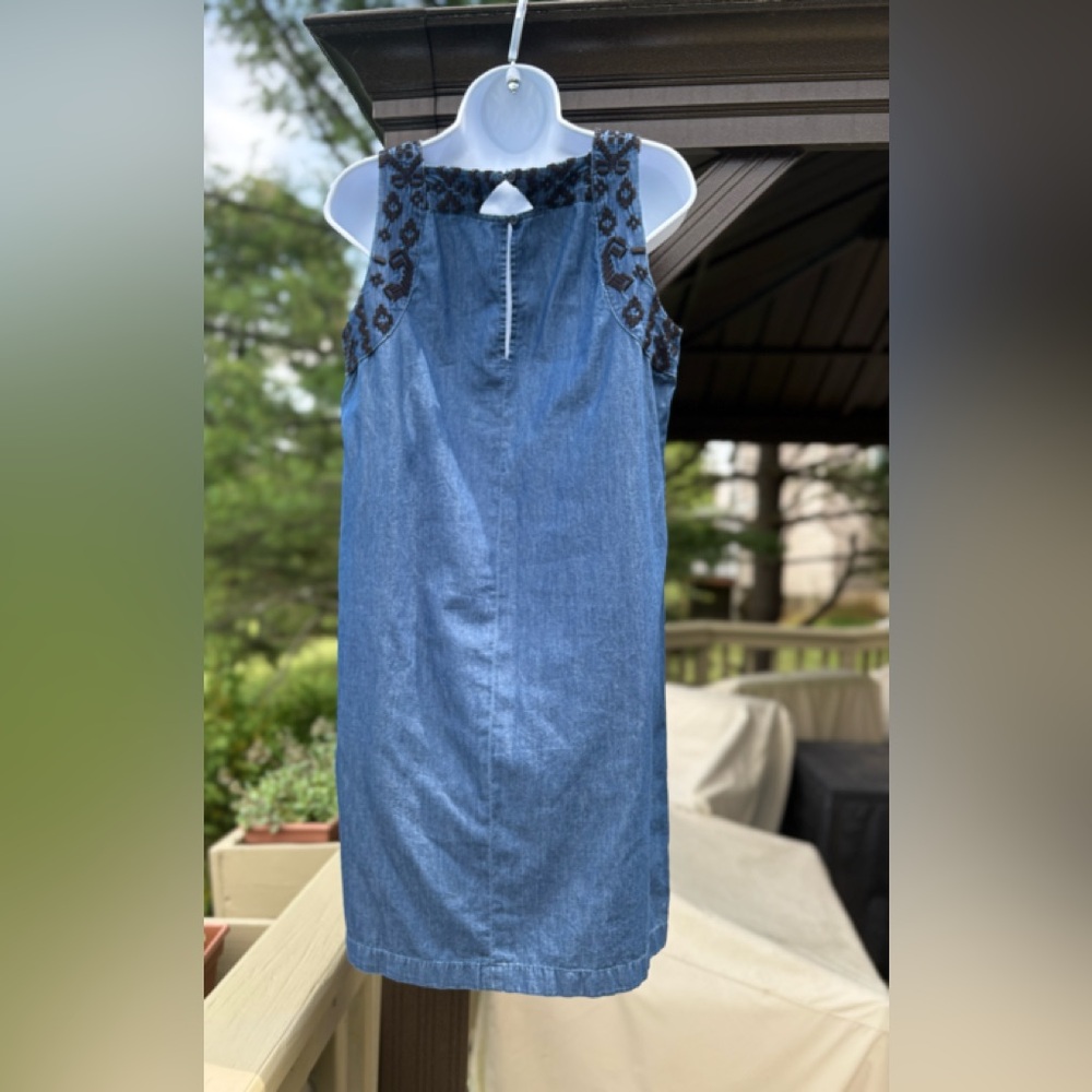 NWT Old Navy Denim Blue Mini Dress with Black Embroidery, Size: M - Picture 2 of 8